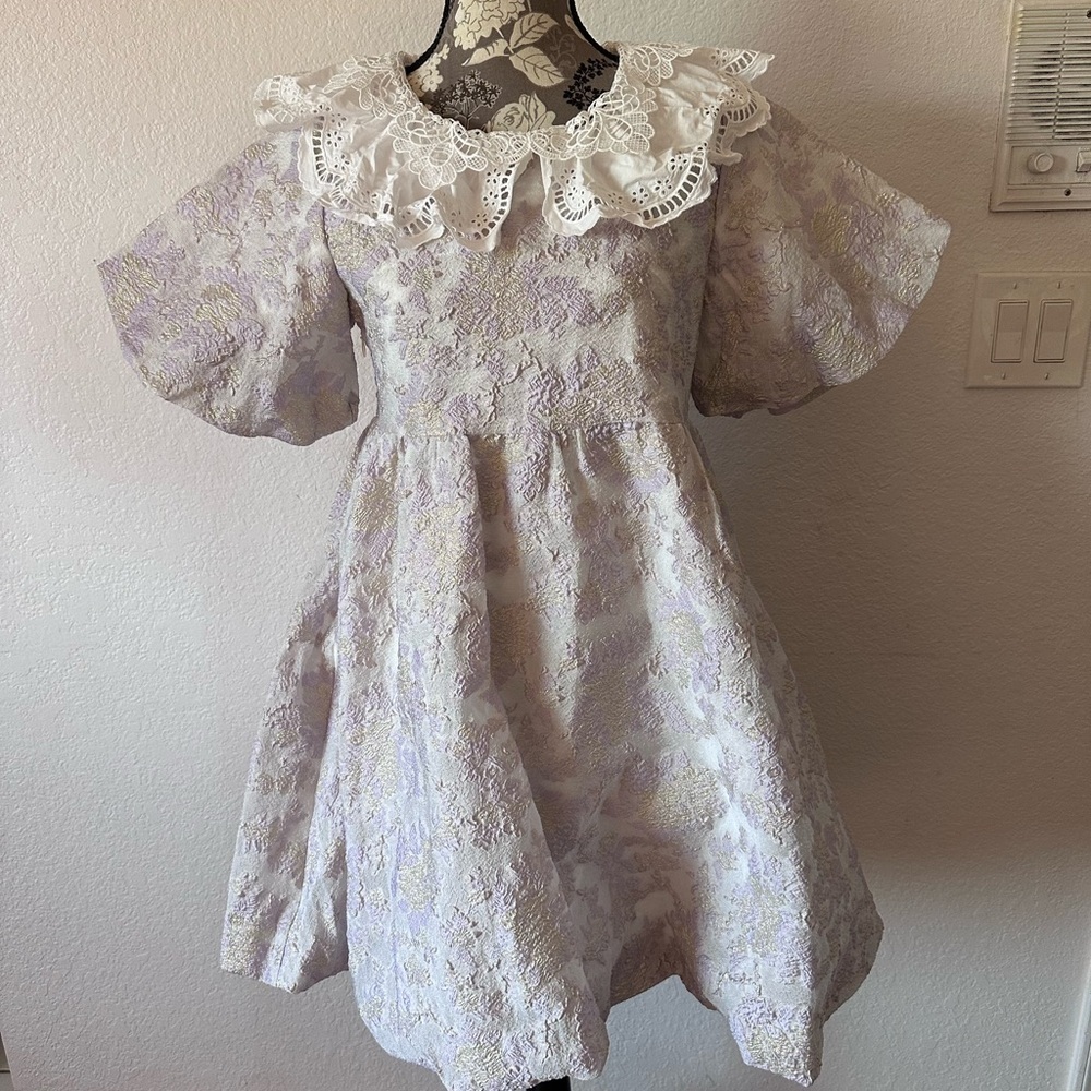 LeDIN x XioaLi Xiao Li Jacquard Floral Kawaii Purple and White dress- Size L